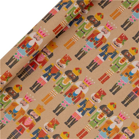 Carta Regalo Rotolo 5x5x70cm Natale Nutcrackers