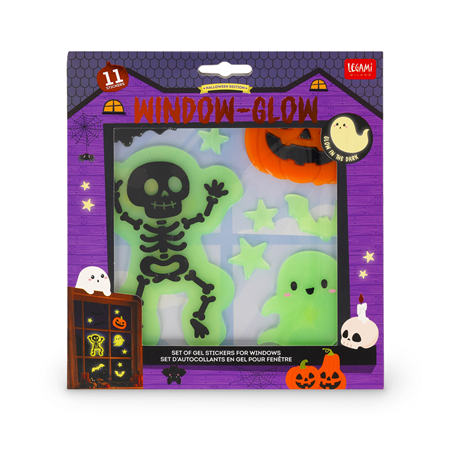 Window-Glow -Adesivi In Gel Finestra Hallowee Scheletro Fantasma Zucca