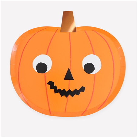 Piatto Carta Zucca Pumpkin 22x20 8pz Hallowee Orange