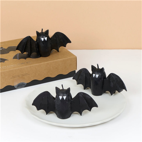 Candela Pipistrello 6cm 3pz Halloween Black