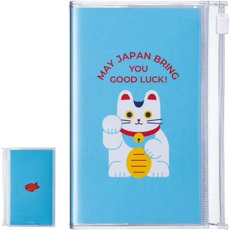 Grid Notebook B7 Pvc Japanese Icons Maneki-Neko