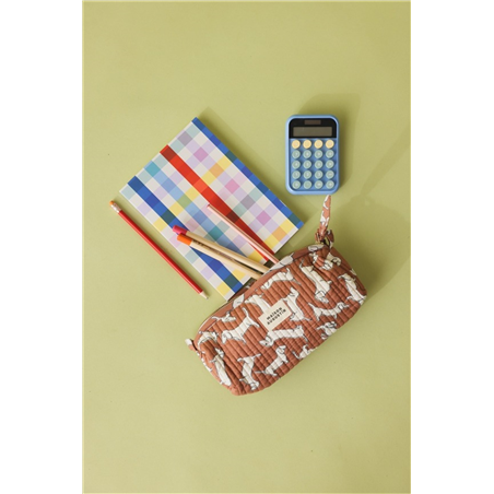 Astuccio 100% Cotone Con Zip  20x9cm Bassotto Marrone