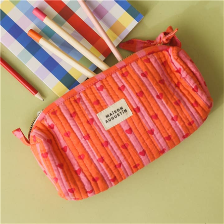 Astuccio 100% Cotone Con Zip  20x9cm Love Pop
