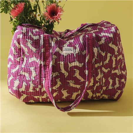 Borsa Weekend 100%cotone 45x30x18cm Bassotto Viola