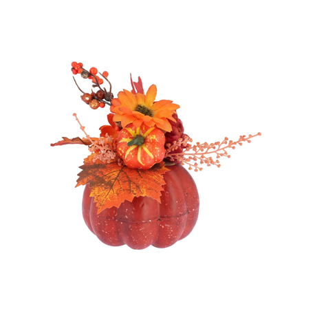 Composizione Zucca Foglie D'Acero Bacche 9x17 Orange