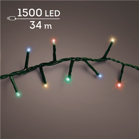 Filo 1500led Twinkle Compact 34mt C/tras Este Green/multi