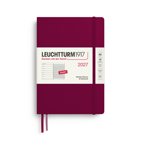 Agenda 12m A5 Settimanale Hard Con Note 2027 Port Red