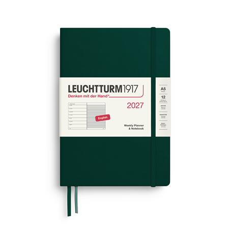 Agenda 12m A5 Settimanale Hard Con Note 2027 Forest Green