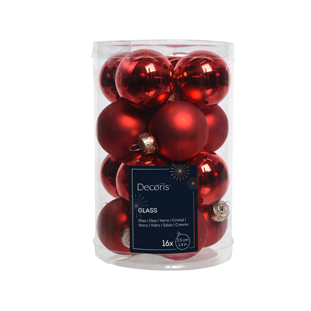 Sfera Vetro D3,5cm 16pz Mix Lucido E Opaco Christmas Red
