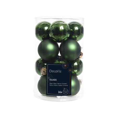 Sfera Vetro D3,5cm 16pz Mix Lucido E Opaco Pine Green