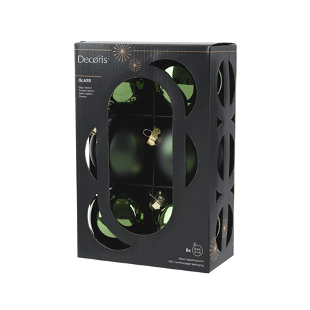 Sfera Vetro D8cm 6pz Mix Pine Green