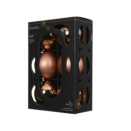 Sfera Vetro D8cm 6pz Mix Brandy