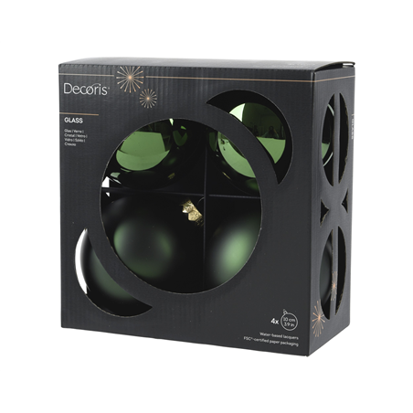 Sfera Vetro D10cm 4pz Mix Pine Green