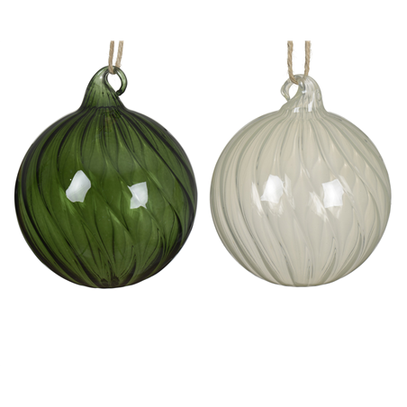 Sfera Vetro D8cm Trasparente Swirl Green White