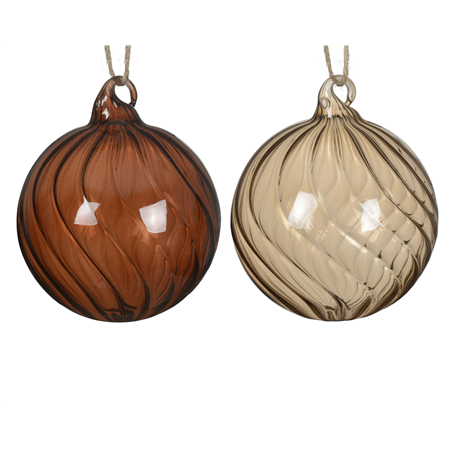 Sfera Vetro D8cm Trasparente Swirl Brown Mix