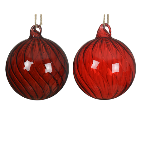 Sfera Vetro D8cm Trasparente Swirl Red Mix