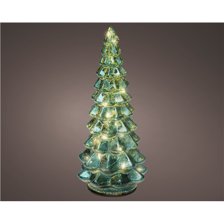 Albero Vetro H21cm D10cm A Batteria Interno Emerald/warm White