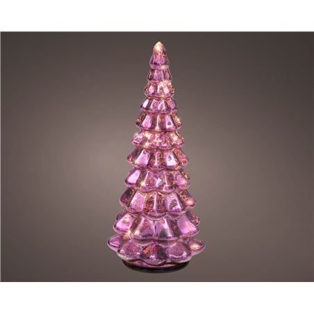 Albero Vetro H21cm D10cm A Batteria Interno Pink/warm White