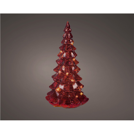 Albero Vetro H21cm D10cm A Batteria Interno Red/warm White