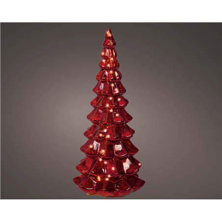 Albero Vetro H32cm D14,5cm A Batteria Interno Red/warm White