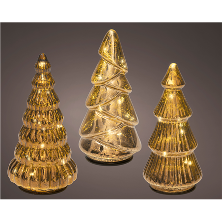 Albero Vetro H17,5cm D9cm X3 Batteria Interno Brown/warm White