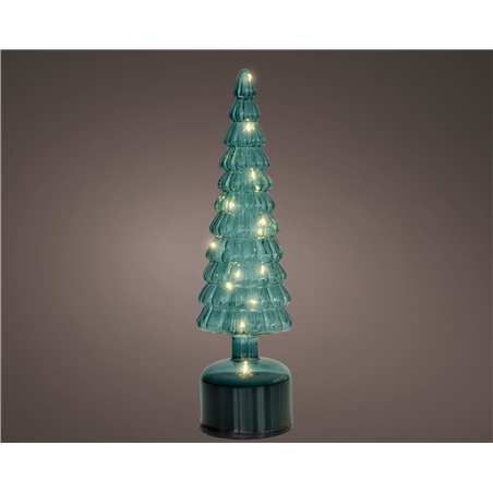 Albero Vetro Rotante H34cm D10cm Batteria Emerald/warm White