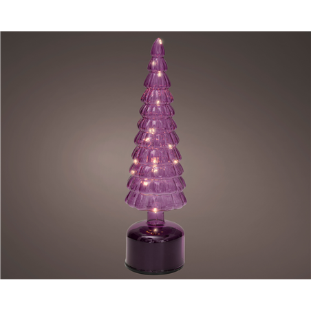 Albero Vetro Rotante H34cm D10cm Batteria Pink/warm White