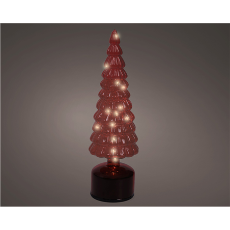 Albero Vetro Rotante H34cm D10cm Batteria Red/warm White