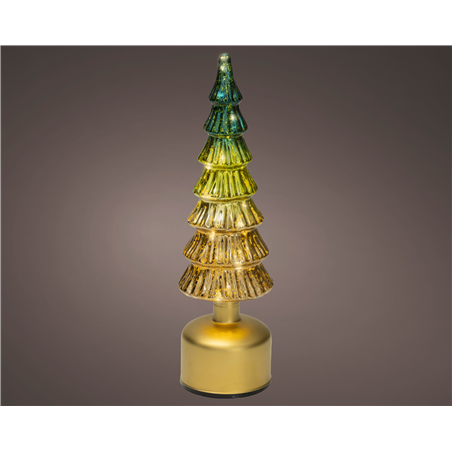 Albero Vetro Rotante H33cm D10cm Batteria Emerald/warm White