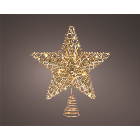 Puntale Stella Metallo 15led H27cm Batteria Gold/warm White