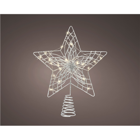 Puntale Stella Metallo 20led H30cm D24cm Silver/warm White