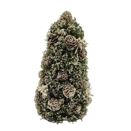 Albero Cono Pino Verde Pigne Oro H23cm