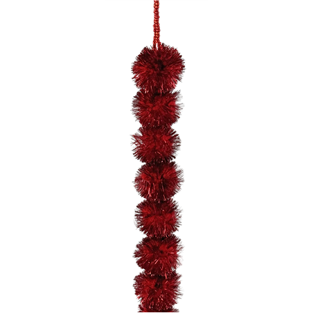 Ghirlanda Pompom Rossi D2.5cm 180cm