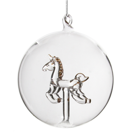 Sfera Vetro D8cm Trasparente Con Cavallo