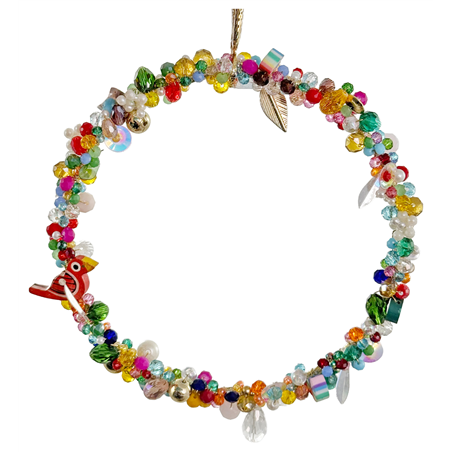 Ornamento Cerchio Perline Multicolor D15cm