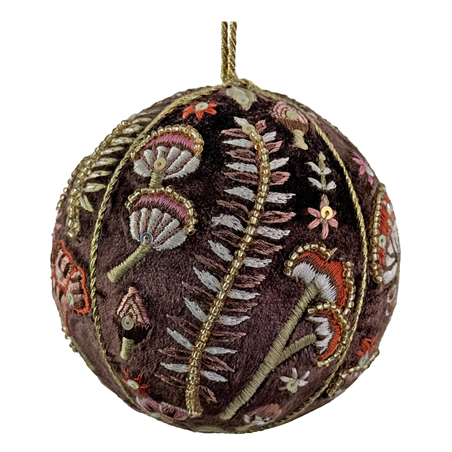 Sfera D9cm Velluto Brown Gold Deco Mushroom