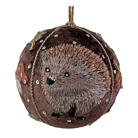 Sfera D9cm Velluto Brown Gold Deco Hedgehog