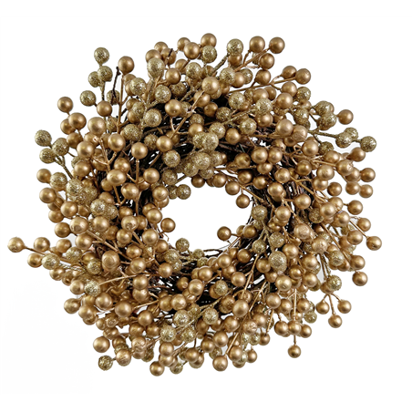 Corona D33cm Con Bacche Oro Glitter
