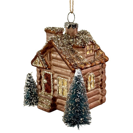 Ornamento Vetro Casa Del Bosco Glitter 9cm Brown Green