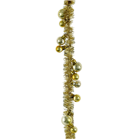 Ghirlanda Tinsel Con  Sfere Pvc Gold 180cm