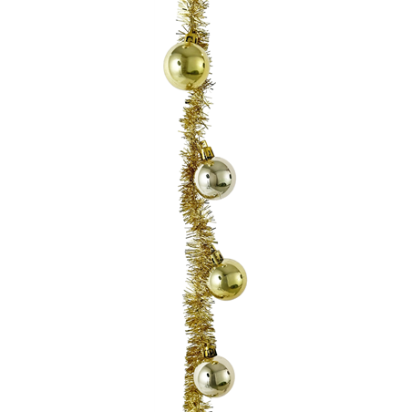 Ghirlanda Tinsel Con Sfere Pvc Big  Gold 180c