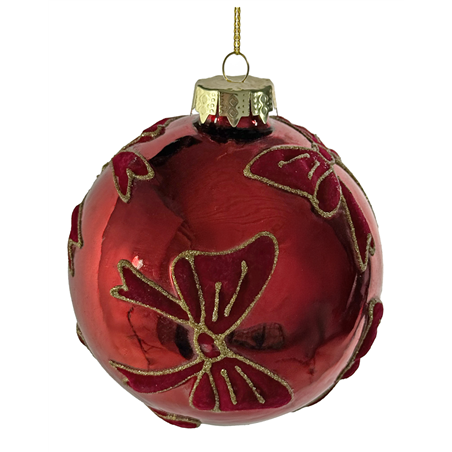 Sfera Vetro D10cm Shiny Red Fiocchi Glitter