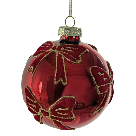 Sfera Vetro D8cm Shiny Red Fiocchi Glitter