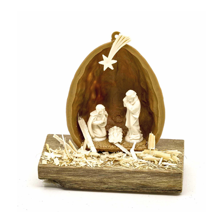 Mini Presepe Nella Noce Pvc Legno H5cm Brown White