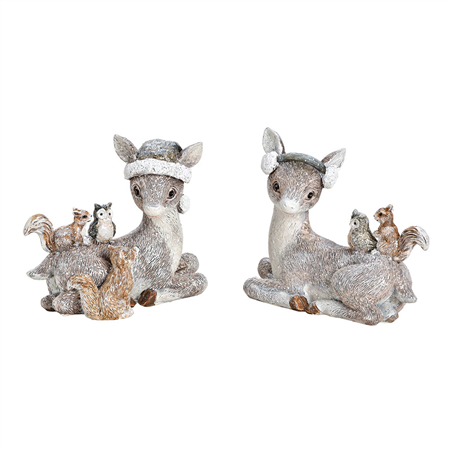 Cervo Seduto Animlai Del Bosco H9cm Beige Glitter