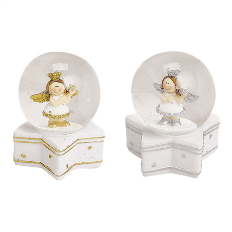 Boule  Vetro Con Angioletta Base Stella 6cm Gold Or Silver