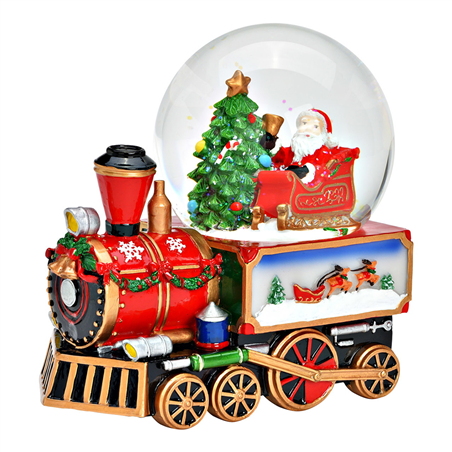 Carillon Trenino Con Boule Resina H15cm Multicolor
