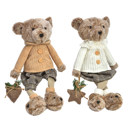 Orsetto/a Peluche Pantofole E Maglia 46cm Brown Grey