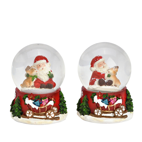 Boule Vetro Babbo Natale E Animaletto 6cm White Red Green