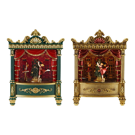 Carillon Teatro Schiaccianoci  17,5x13x24cm Green Or Gold